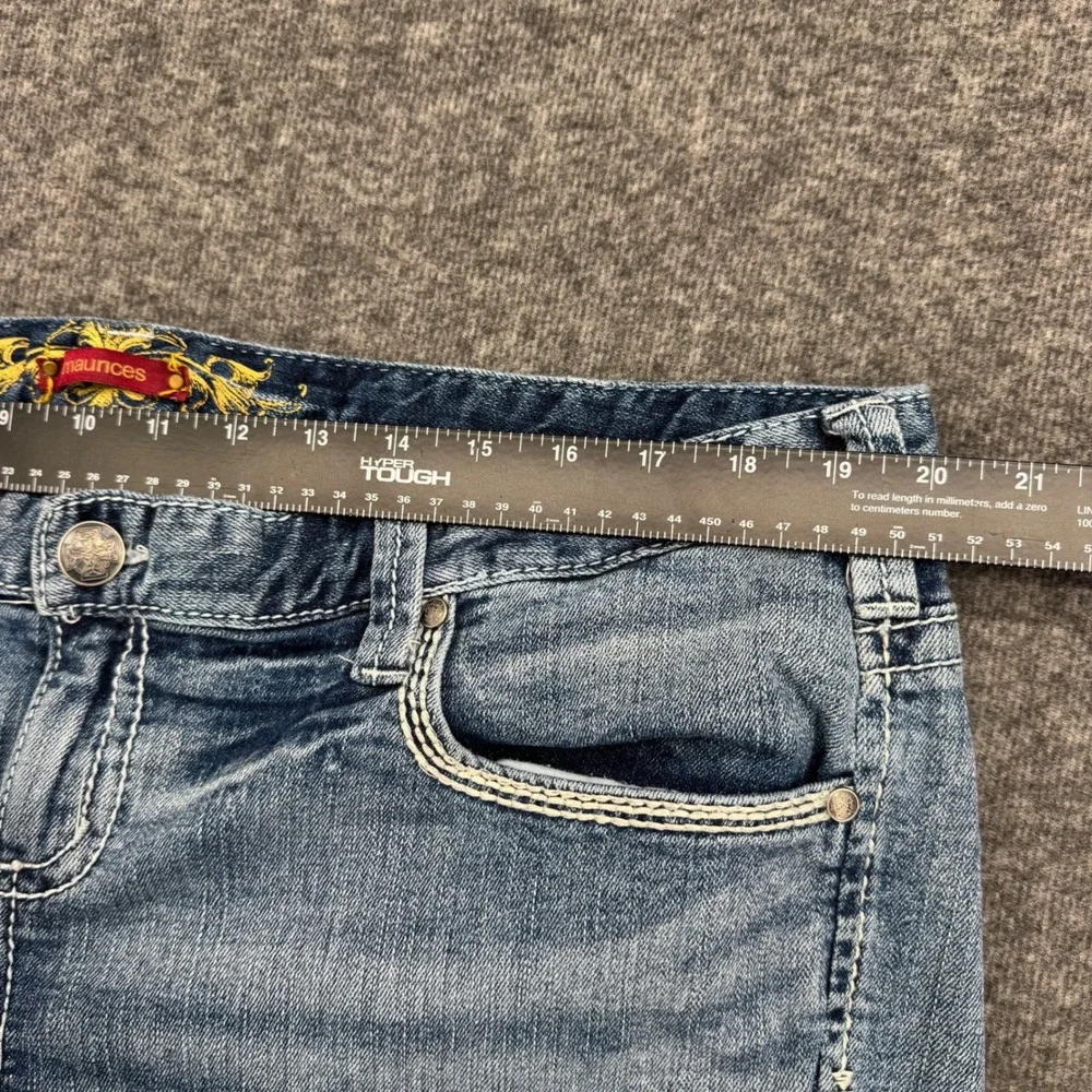 Maurices Womens 20RGL Bootcut Jeans Medium Wash Embroidered Stretch Denim
